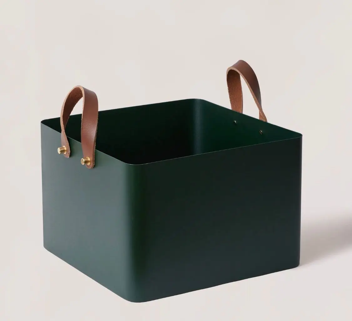 Leather Handle Storage Basket